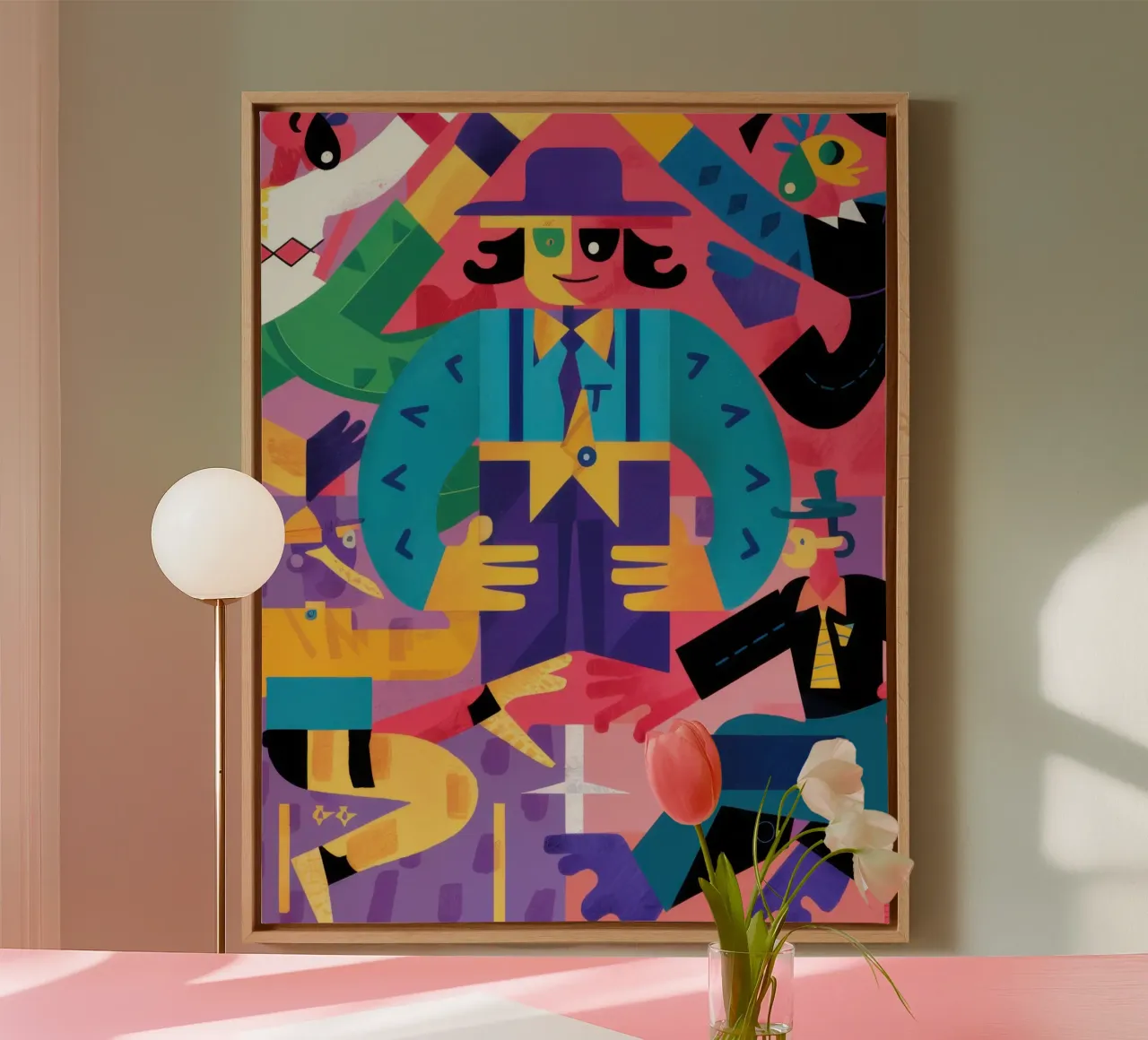 Abstract Jazzkwintet canvas met Baklijst van Luna Aura