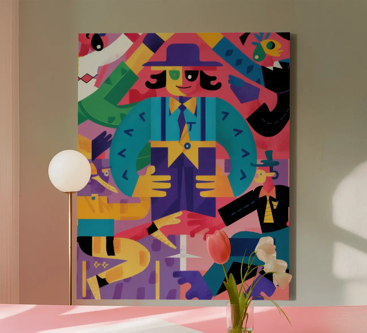 Abstract Jazzkwintet canvas met Baklijst van Luna Aura