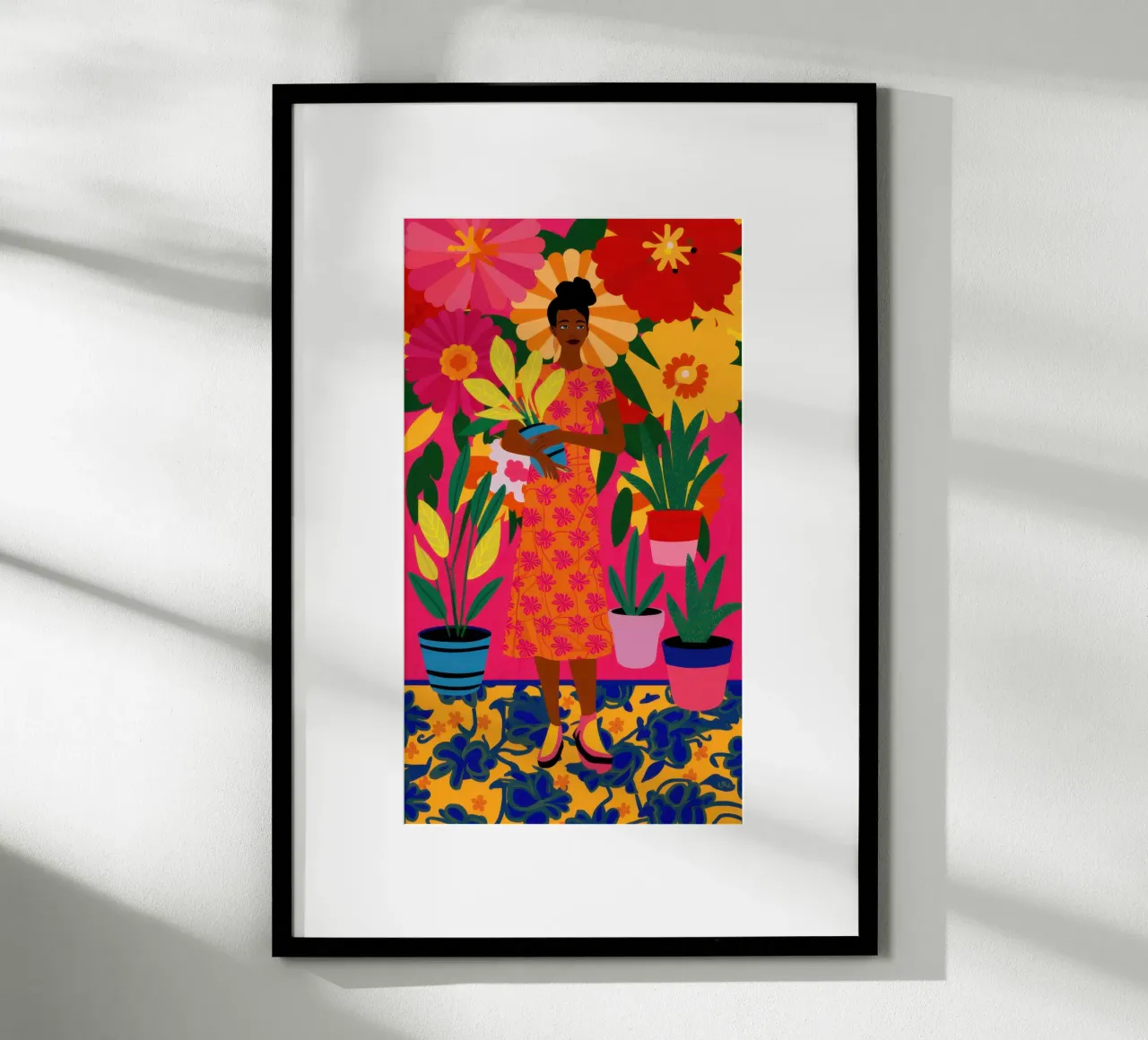 La passione dei ballerini di salsa poster con telaio in alluminio da Trace Brush
