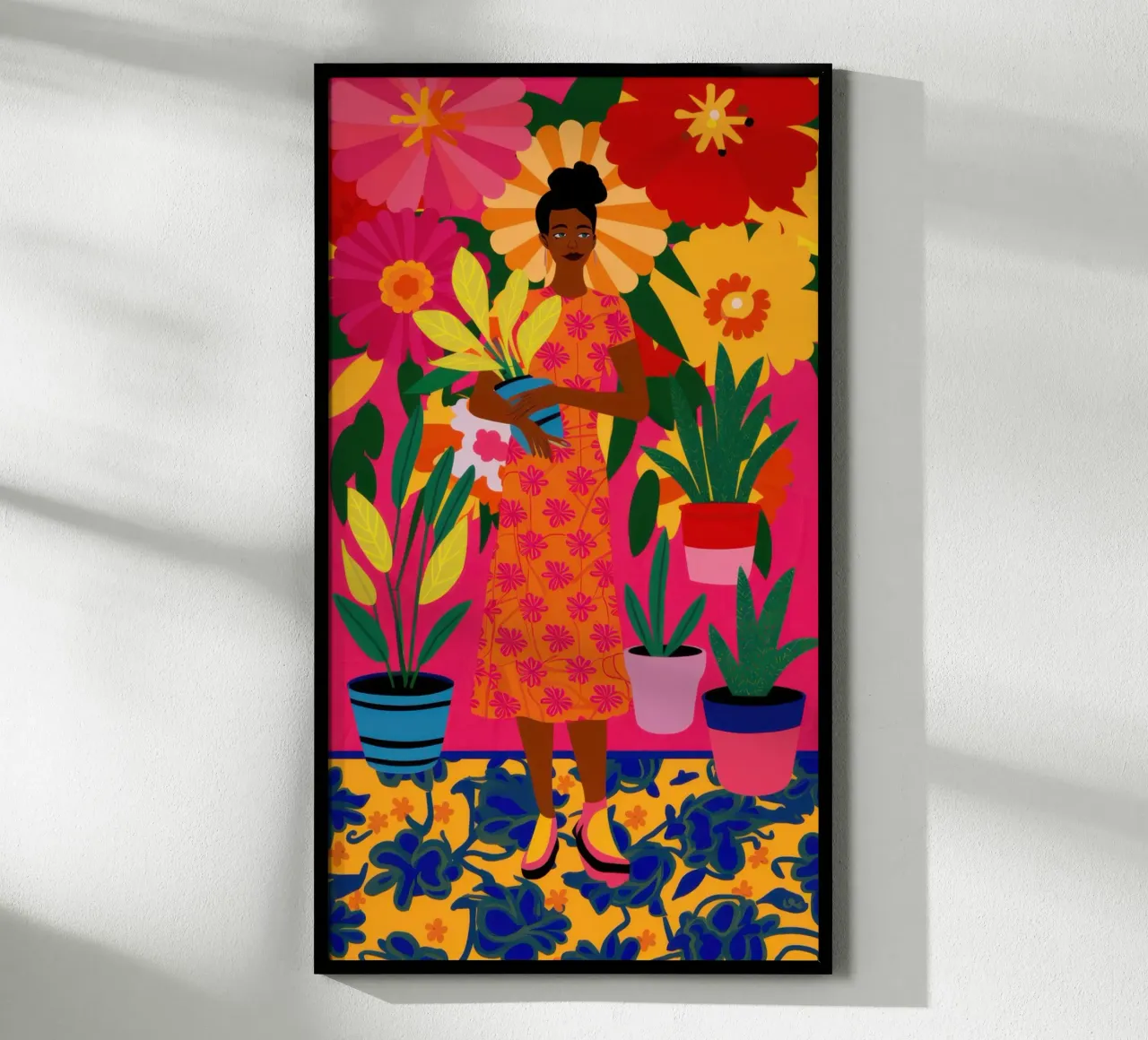 La passione dei ballerini di salsa poster con telaio in alluminio da Trace Brush