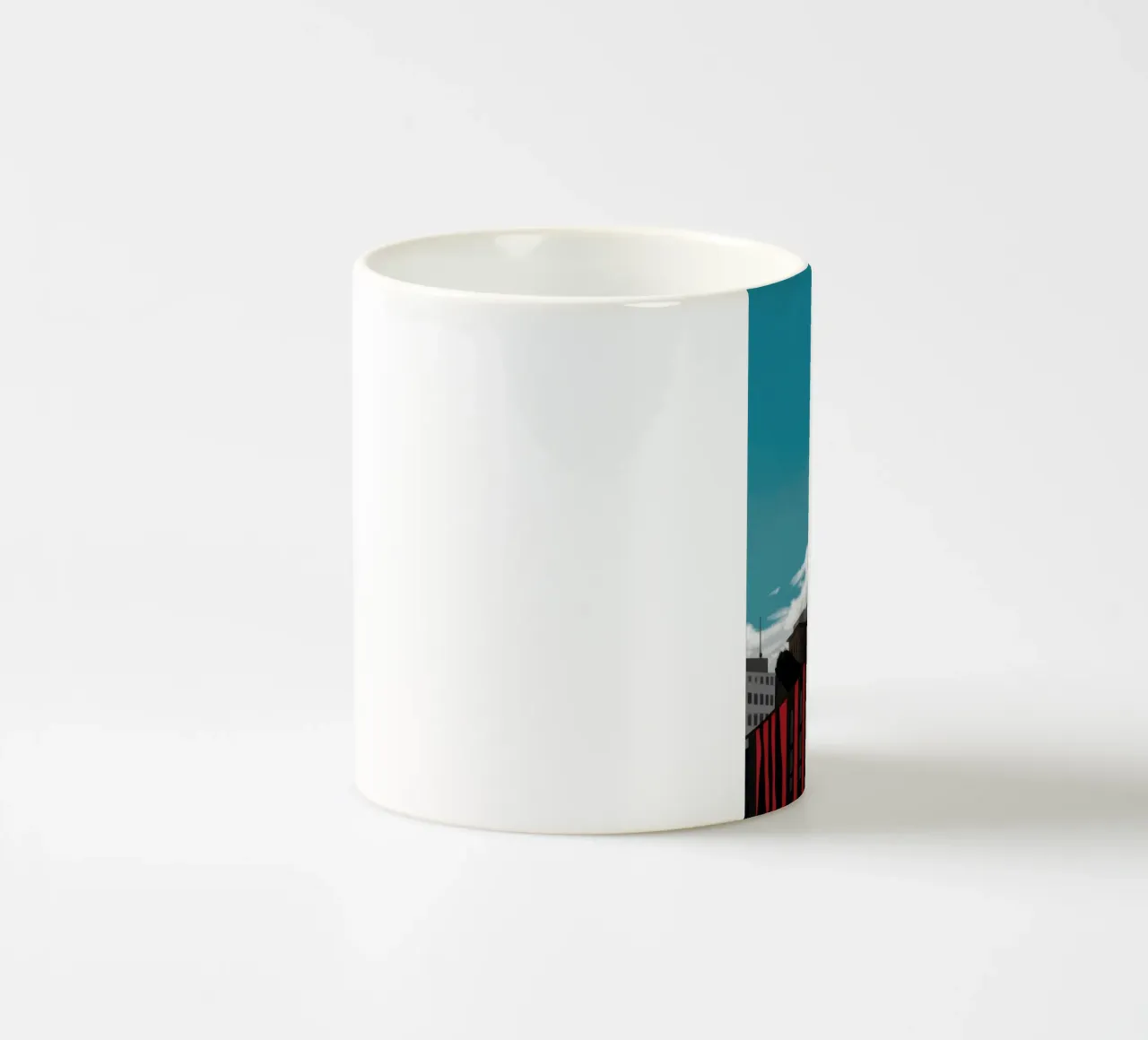 Silhouette di gatto sul tetto tazza in ceramica da Mark Solaria