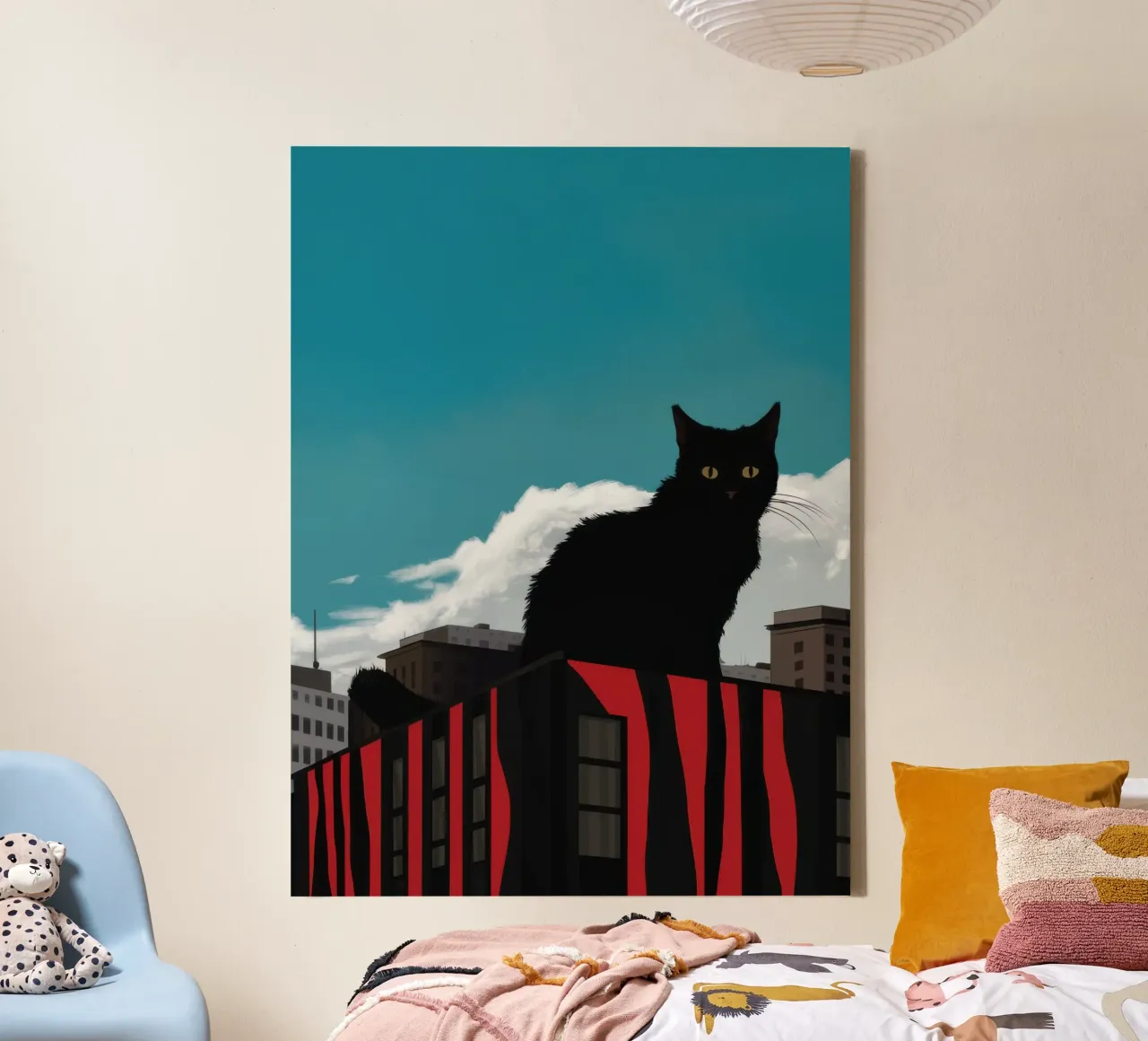 Rooftop Cat Silhouette canvas with Floater frame by Mark Solaria