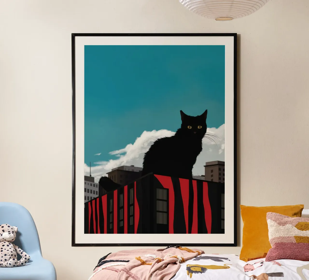 Silhouette di gatto sul tetto poster da Mark Solaria