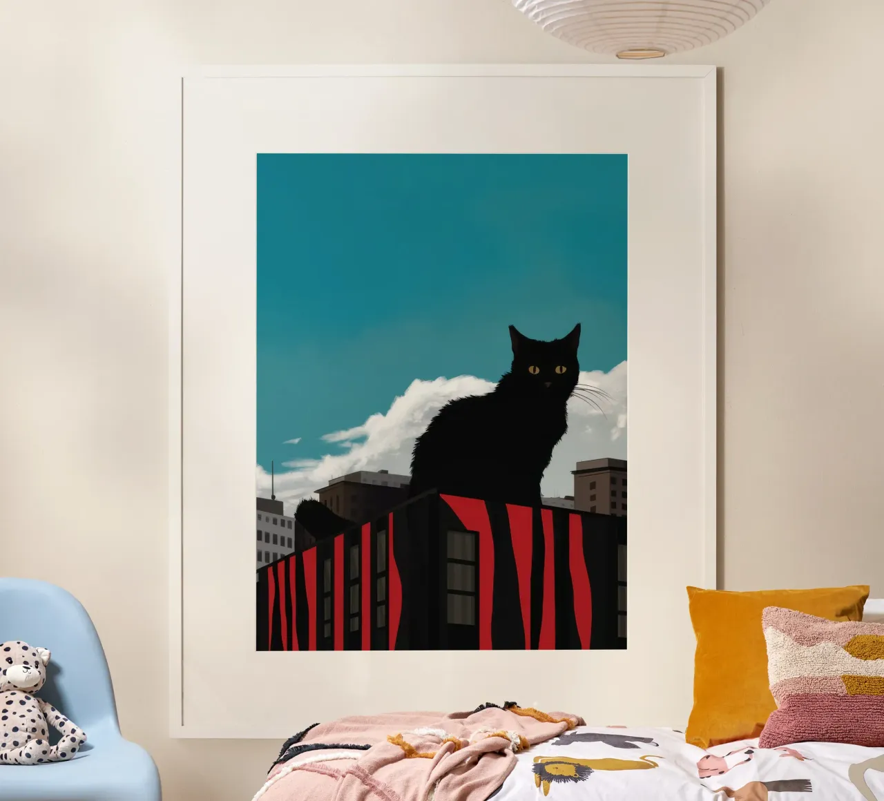 Silhouette di gatto sul tetto poster da Mark Solaria