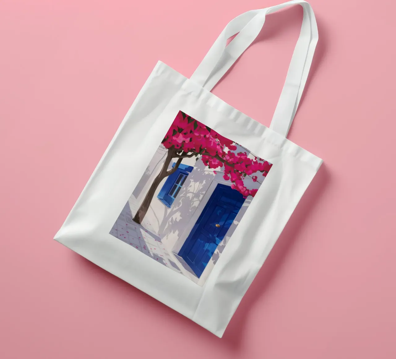 La porta blu di Santorini borsa in juta da Thistle Bloom