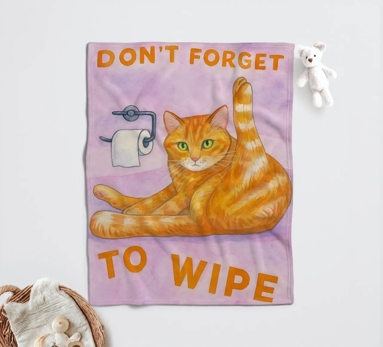 dont forget to wipe cat art drawing fleece blanket by pasadenan