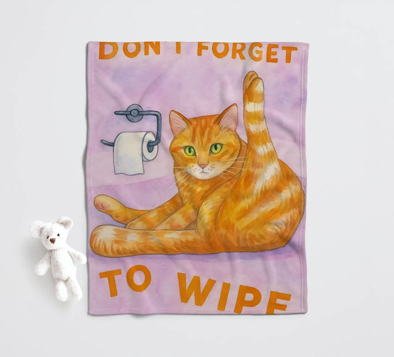 dont forget to wipe cat art drawing fleece blanket by pasadenan