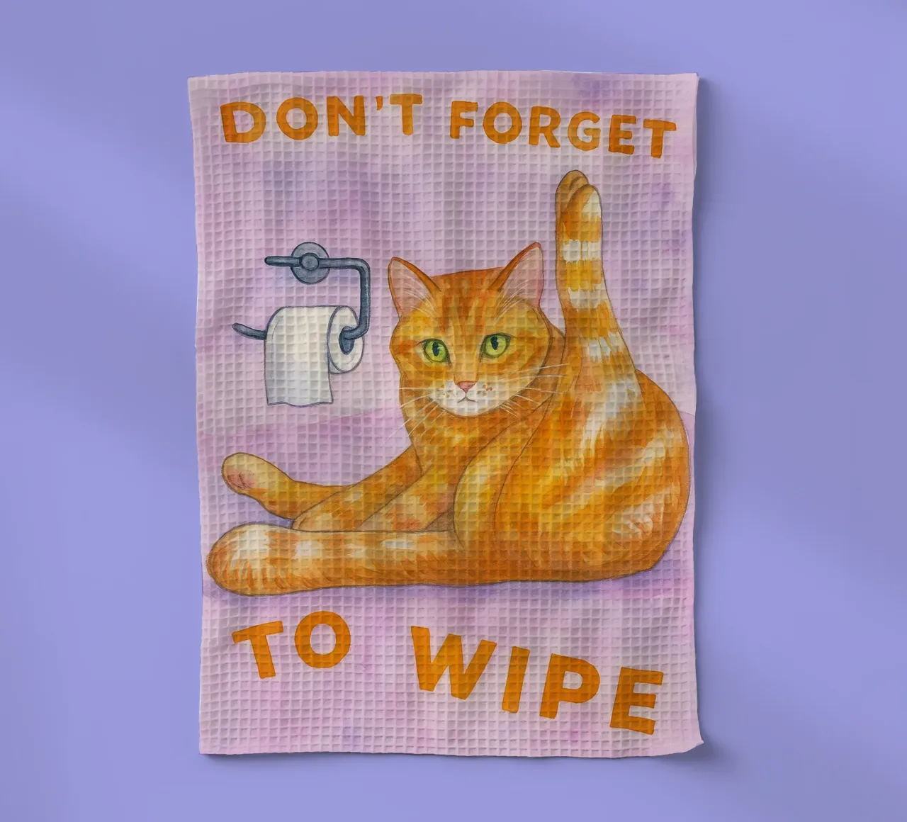 dont forget to wipe cat art drawing tea towel by pasadenan