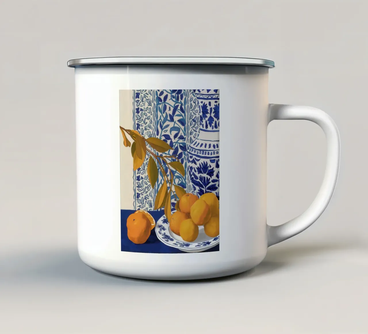 Arance blu di Delft tazza in smalto da Gaia Viesta