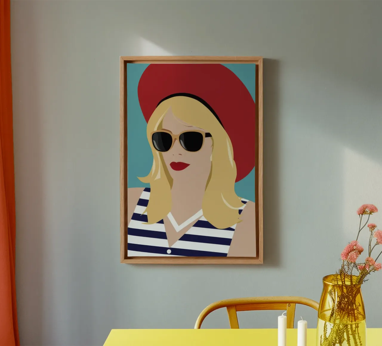 Chic Summer Gaze canvas with Floater frame by Selene Shade