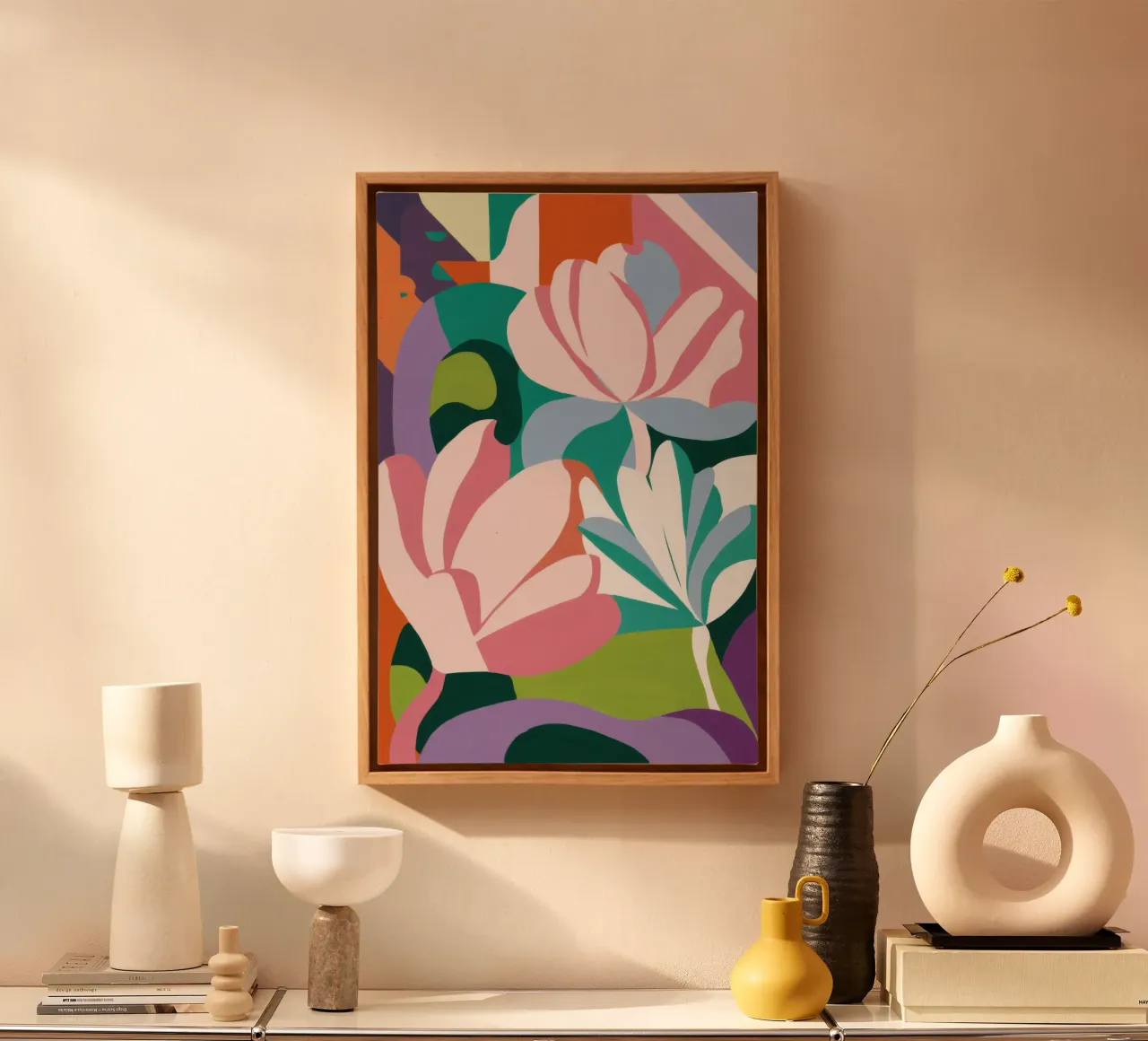 Anmutige Lilie Abstrakt Leinwand mit Schattenfugenrahmen von Thistle Bloom