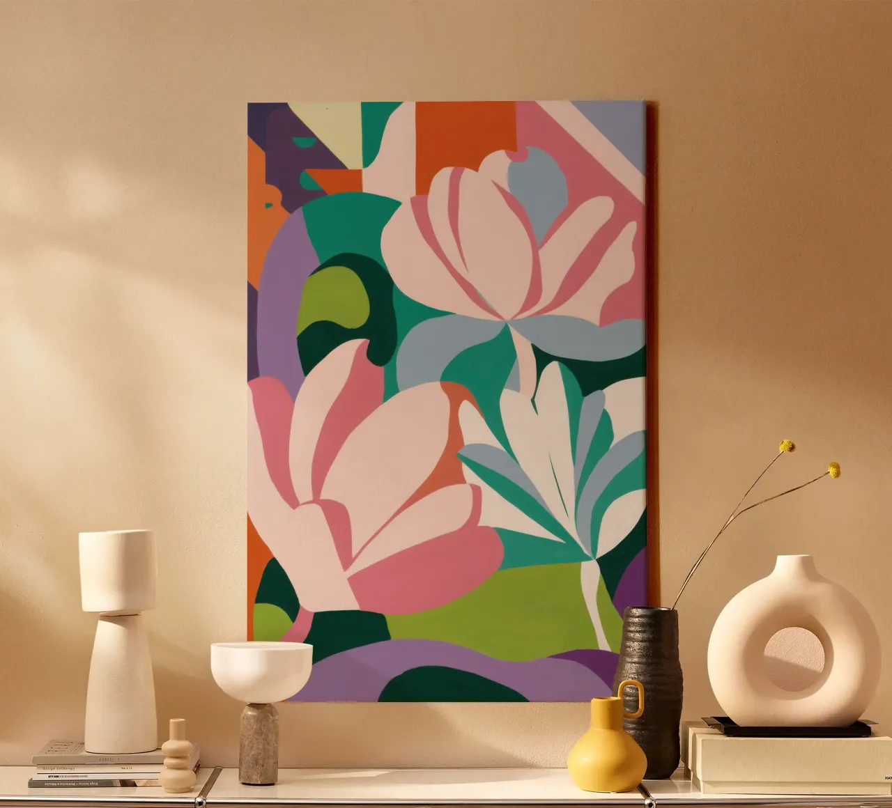 Graceful Lily Abstract canvas with Floater frame by Thistle Bloom