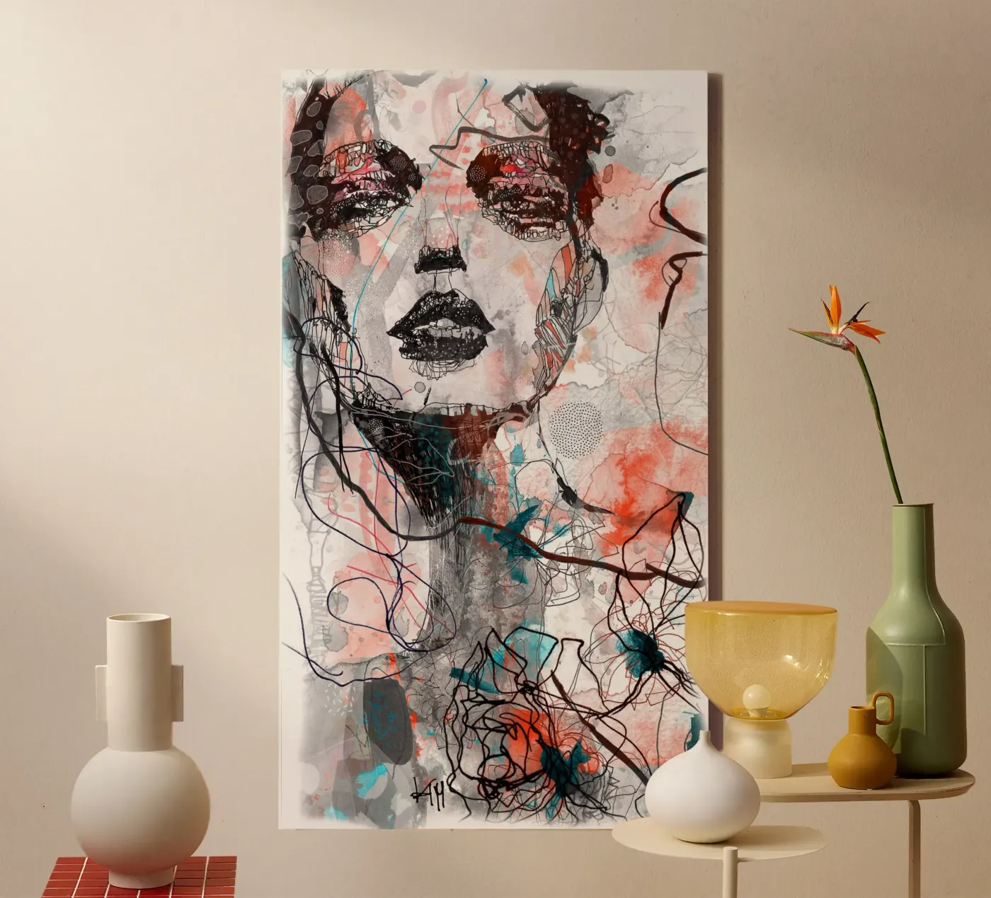 turquoise canvas van Giulio Iurissevich