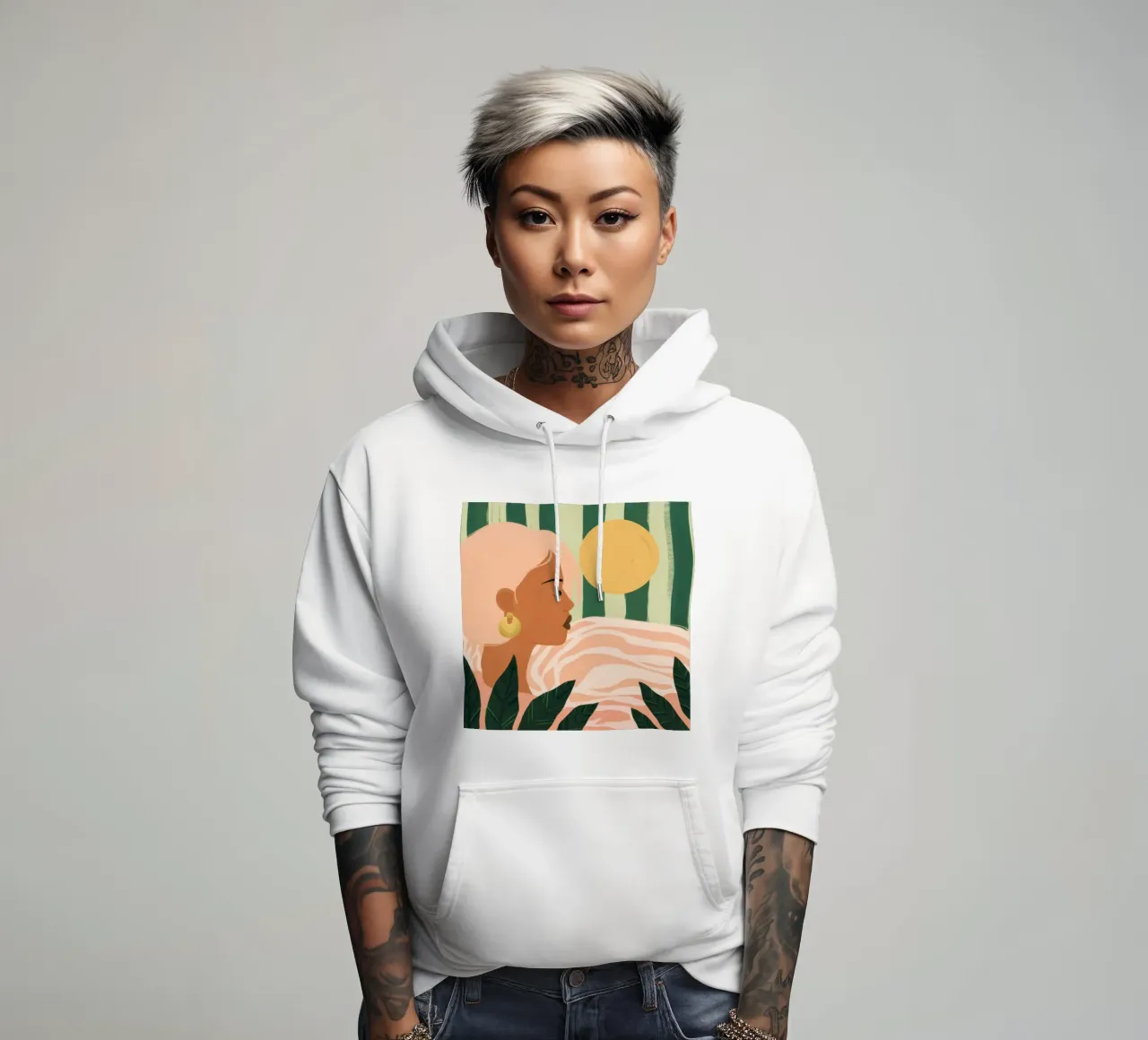 Due donne di profilo felpa con cappuccio da Thistle Bloom