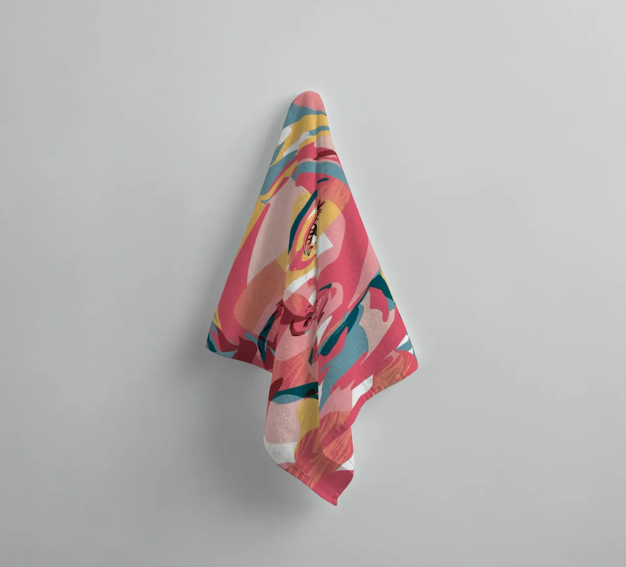 Fragmented Red Portrait towel by Mark Solaria