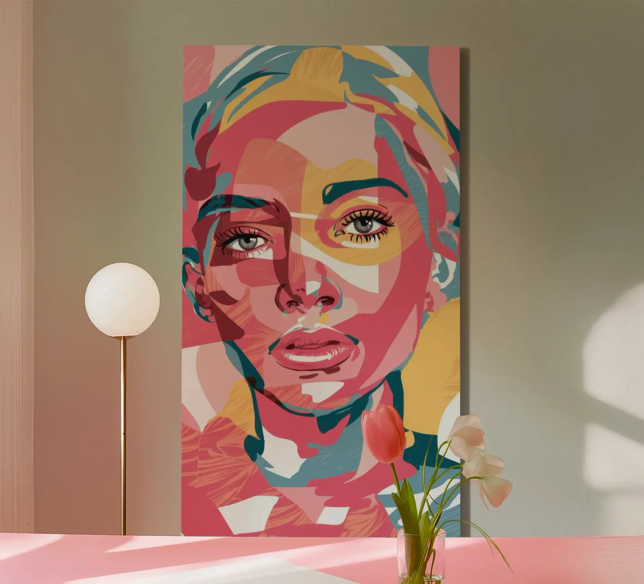 Fragmented Red Portrait canvas by Mark Solaria