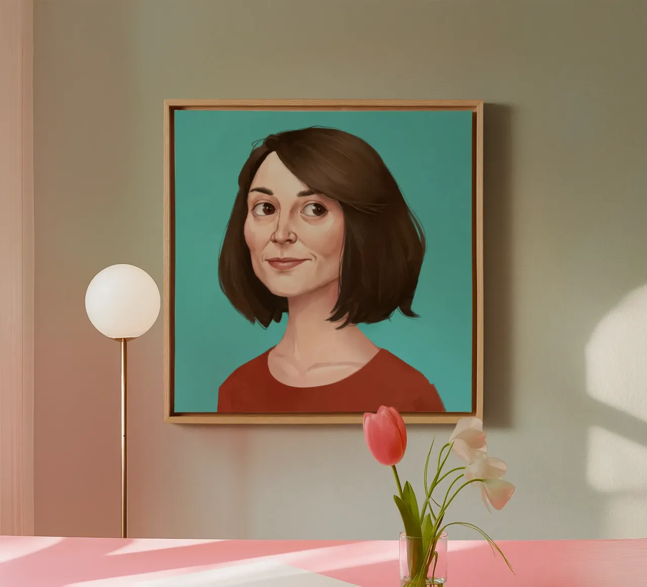 Zacht glimlachend portret canvas met Baklijst van Luna Aura