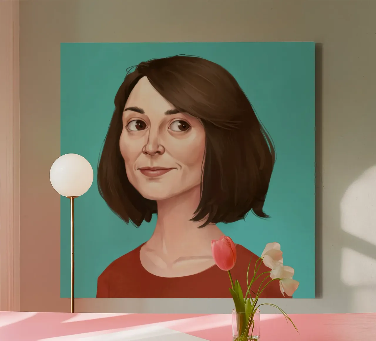 Zacht glimlachend portret canvas met Baklijst van Luna Aura
