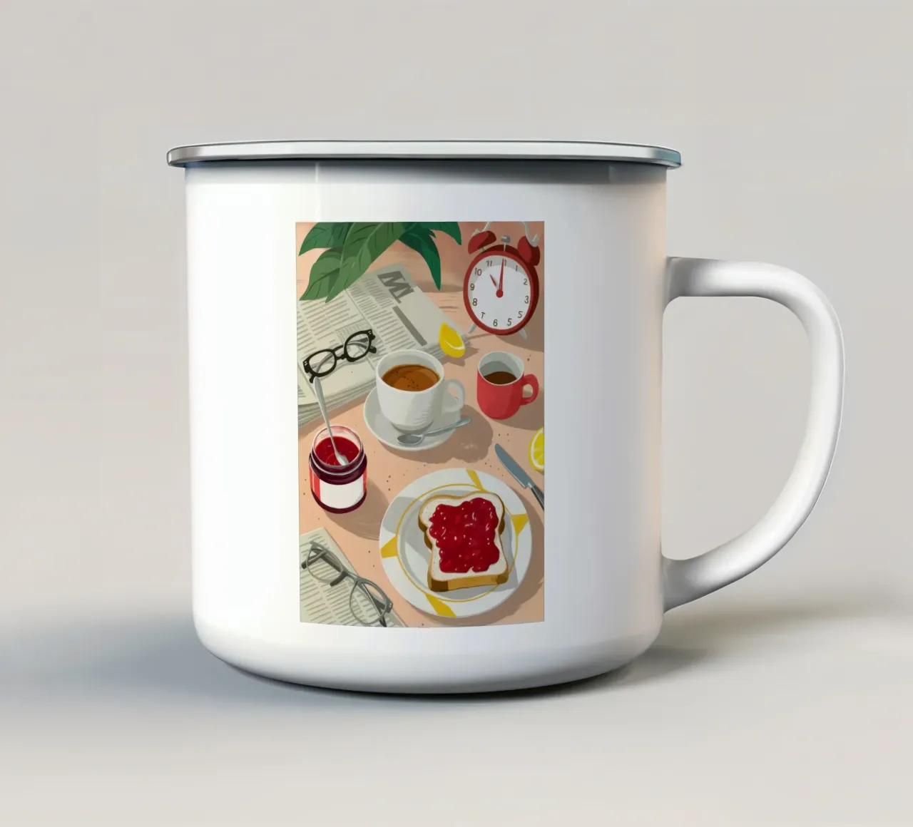 La quiete del mattino tazza in smalto da Trace Brush