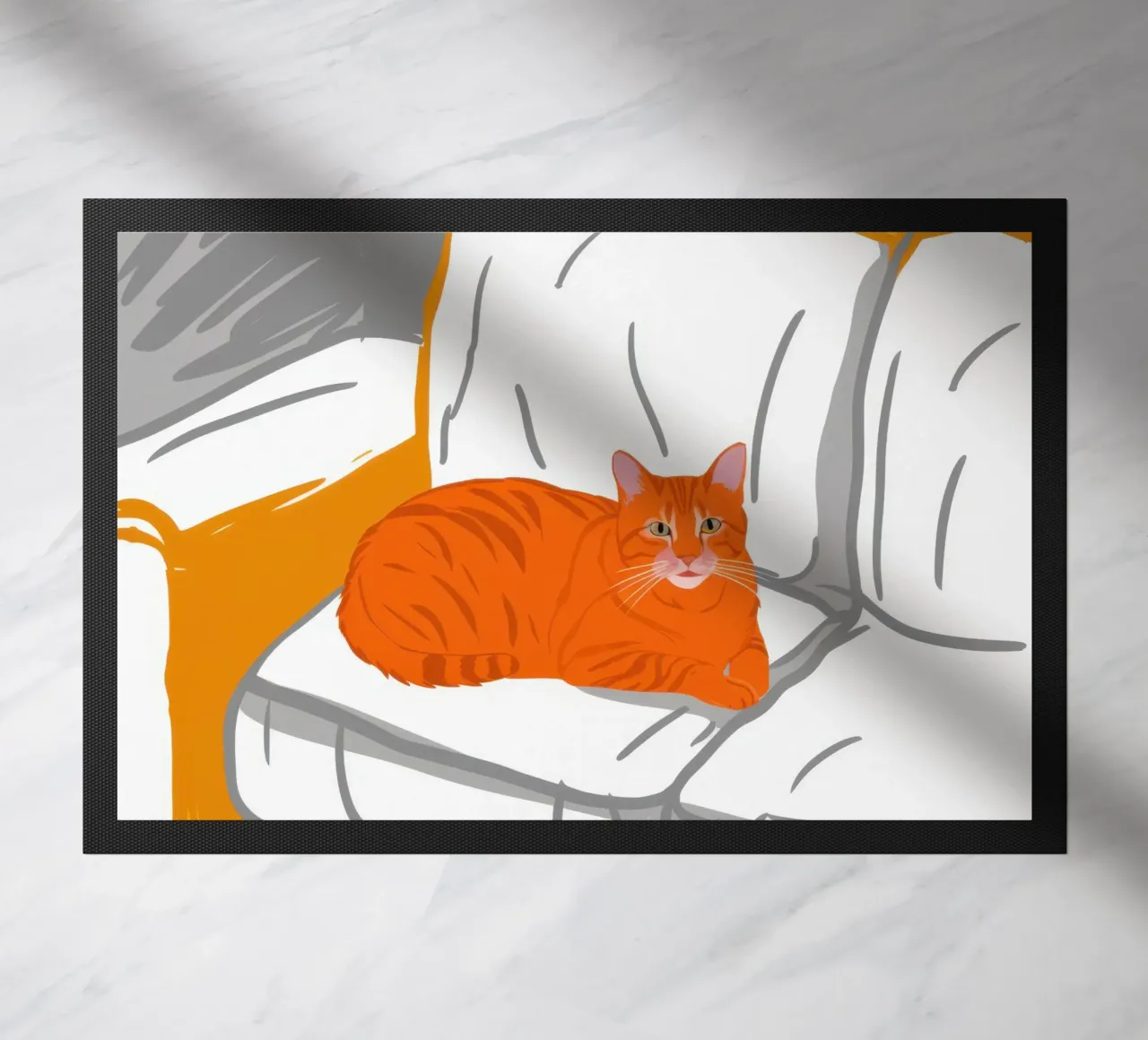 Gatto zenzero sul divano zerbino da Thistle Bloom