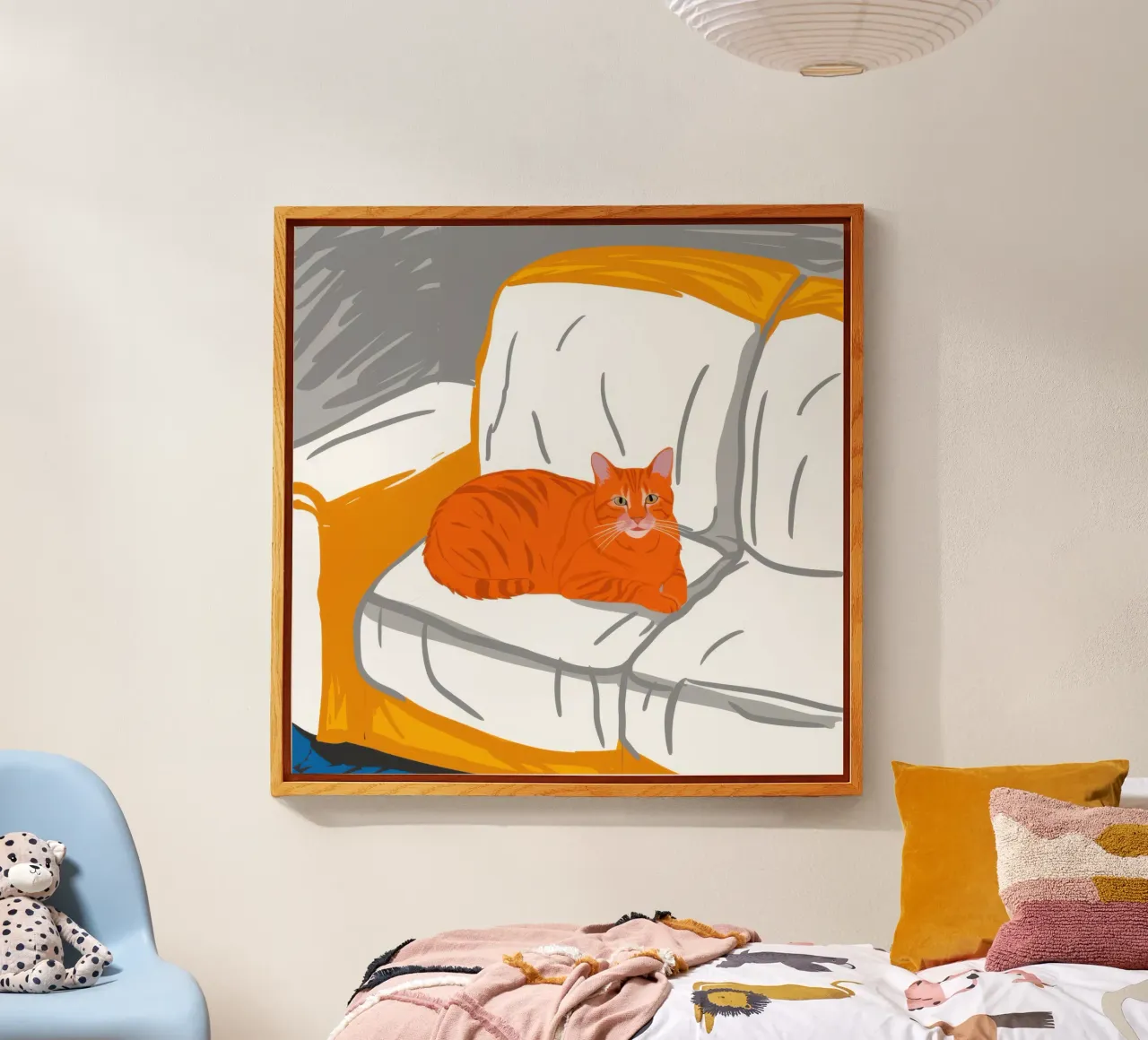 Gatto zenzero sul divano plexiglass da Thistle Bloom