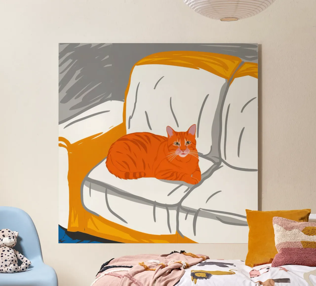 Gatto zenzero sul divano plexiglass da Thistle Bloom
