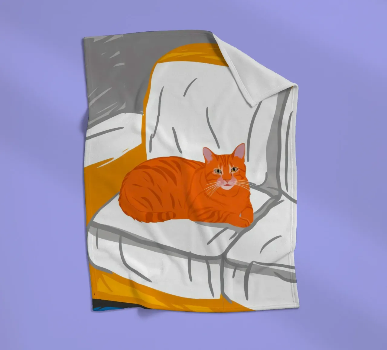 Gatto zenzero sul divano coperta in pile da Thistle Bloom