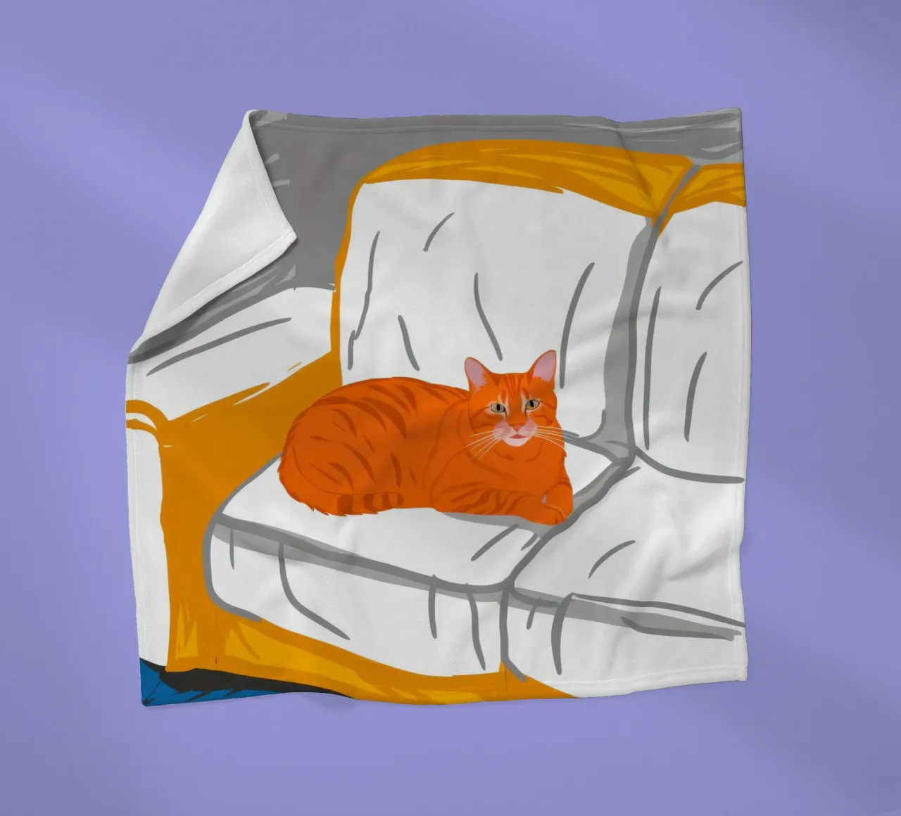 Gatto zenzero sul divano coperta in pile da Thistle Bloom