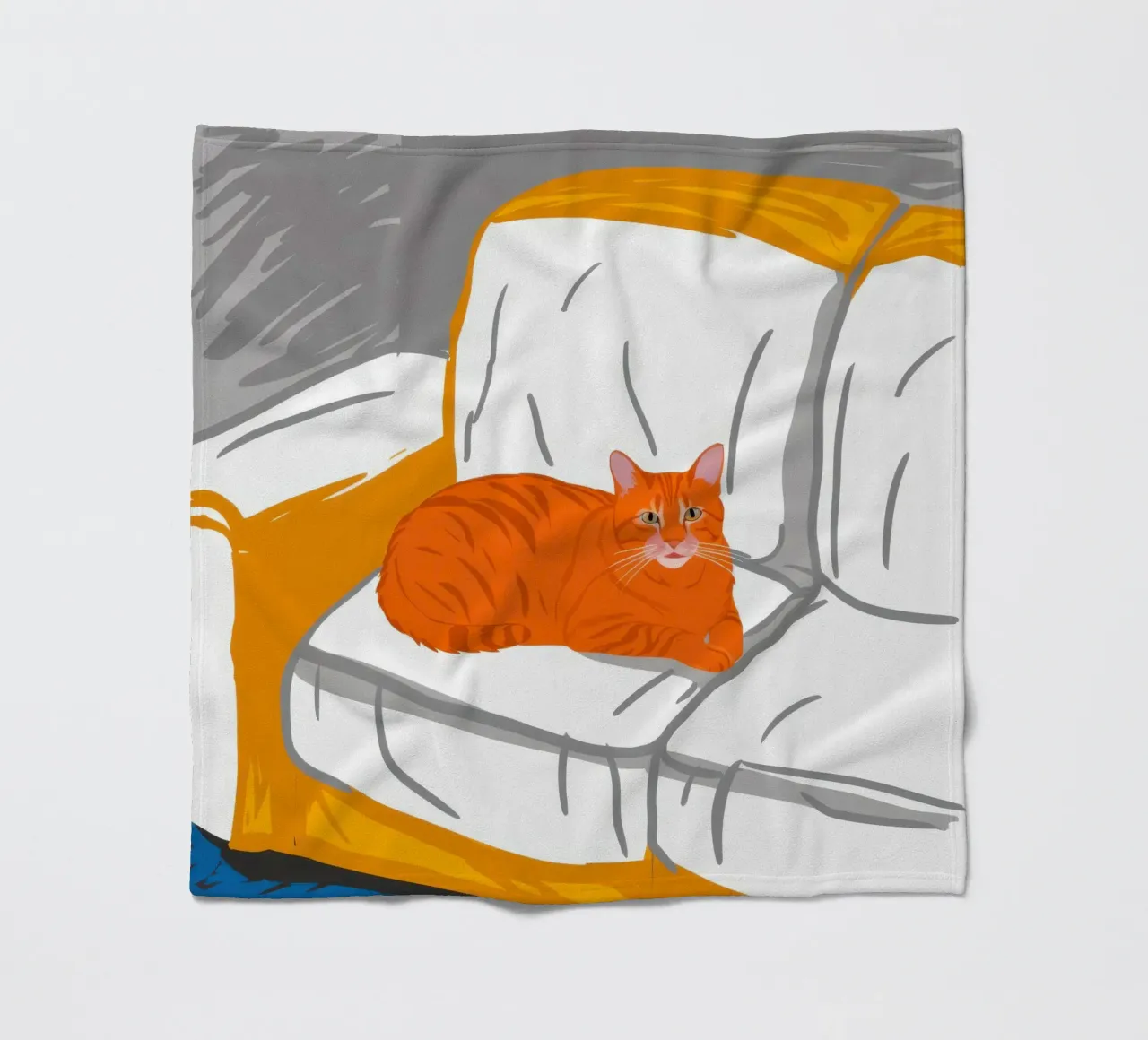 Gatto zenzero sul divano coperta in pile da Thistle Bloom