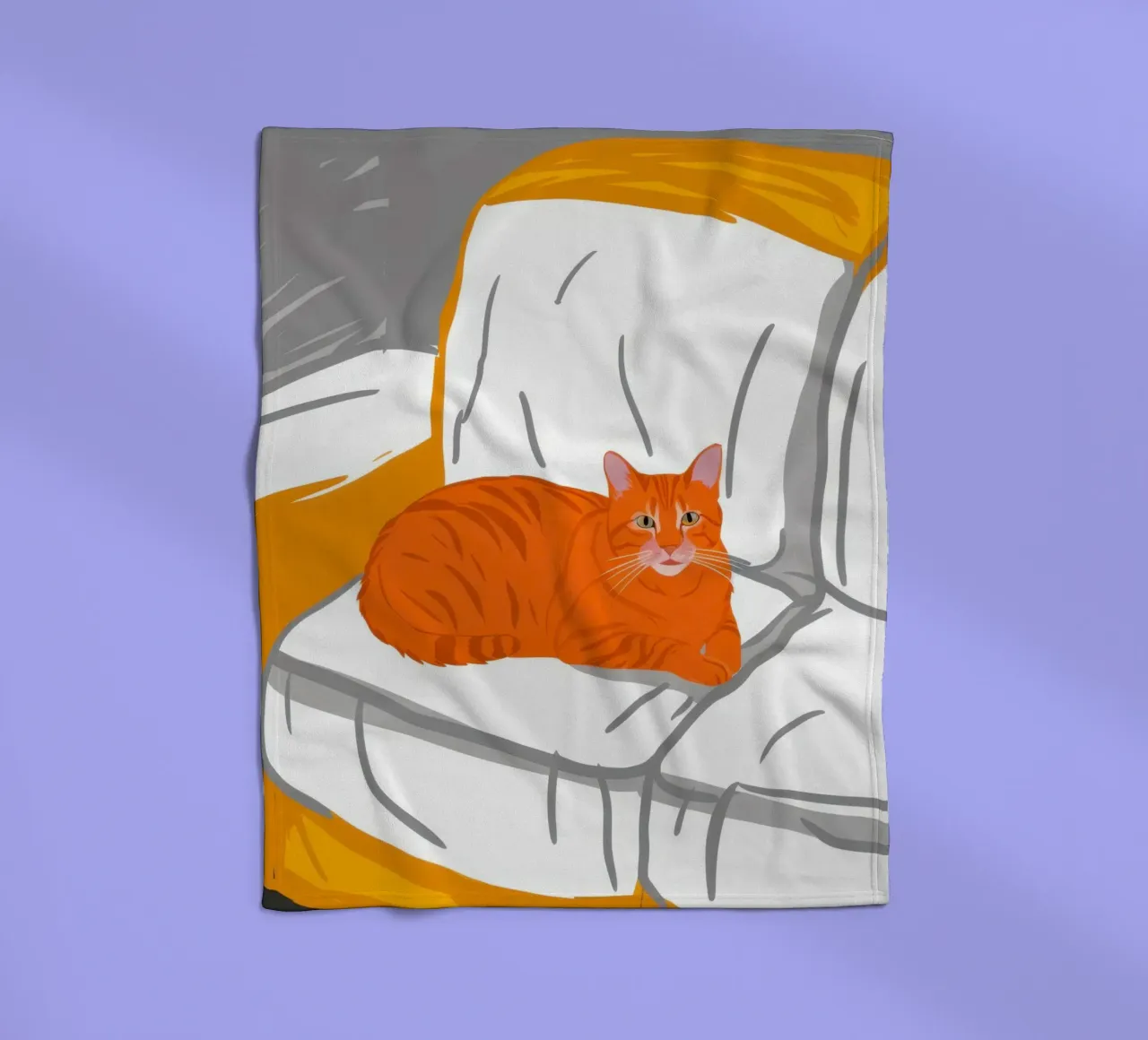 Gatto zenzero sul divano coperta in pile da Thistle Bloom