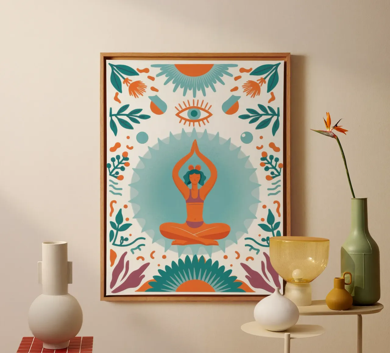 Lotus Pose Serenity canvas with Floater frame by Mark Solaria