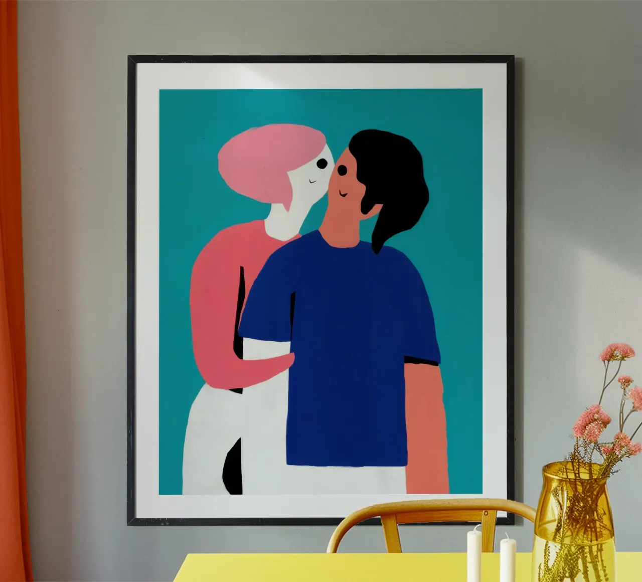 Abstraktes küssendes Paar Poster von Mark Solaria