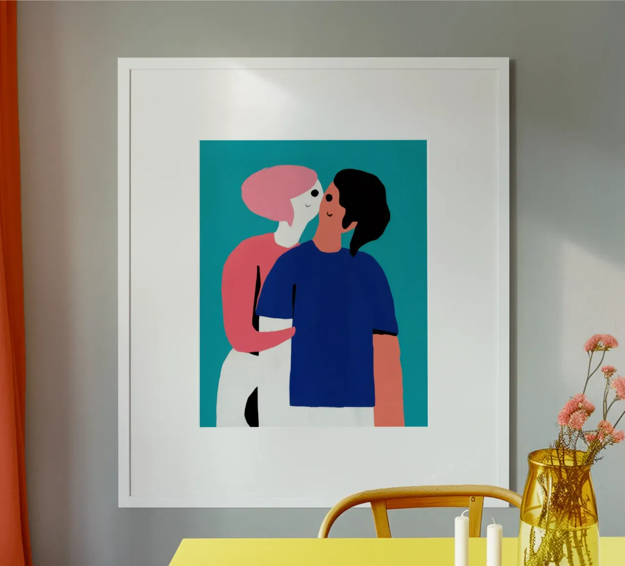 Abstraktes küssendes Paar Poster von Mark Solaria