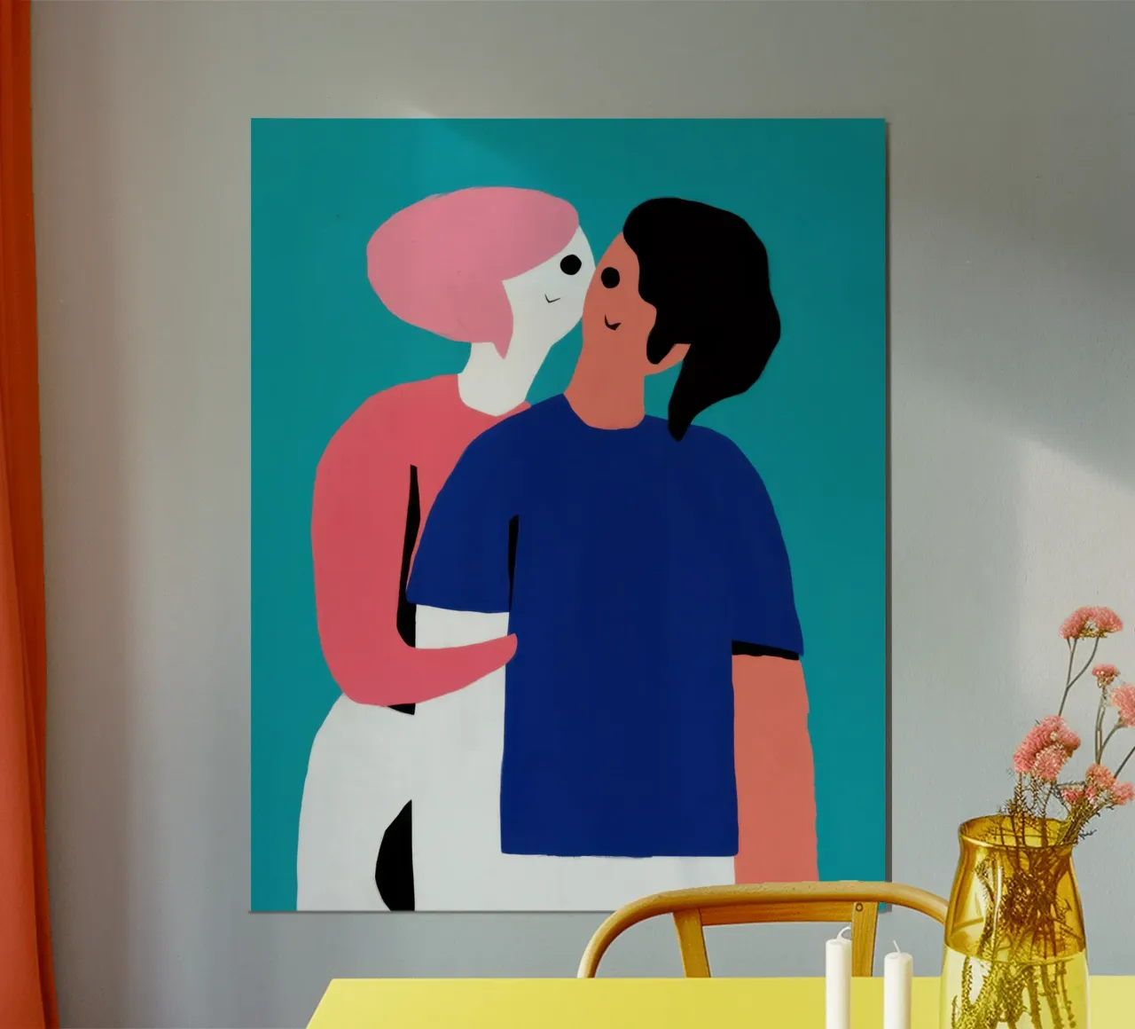 Abstraktes küssendes Paar Poster von Mark Solaria