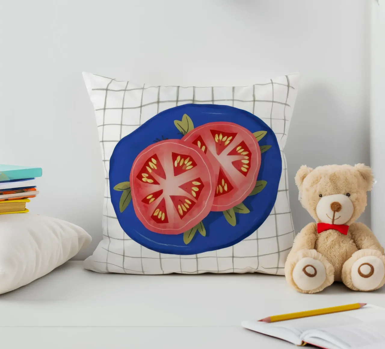 Pomodoro Semplicità su griglia cuscino da Trace Brush