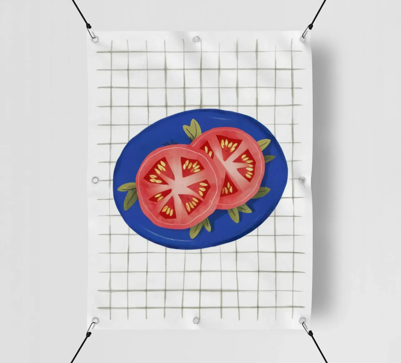 Pomodoro Semplicità su griglia telo in pvc da Trace Brush