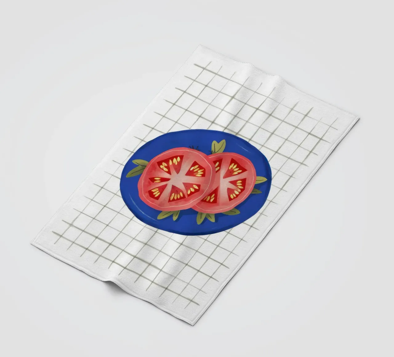 Tomato Simplicity on Grid fleece blanket by Trace Brush