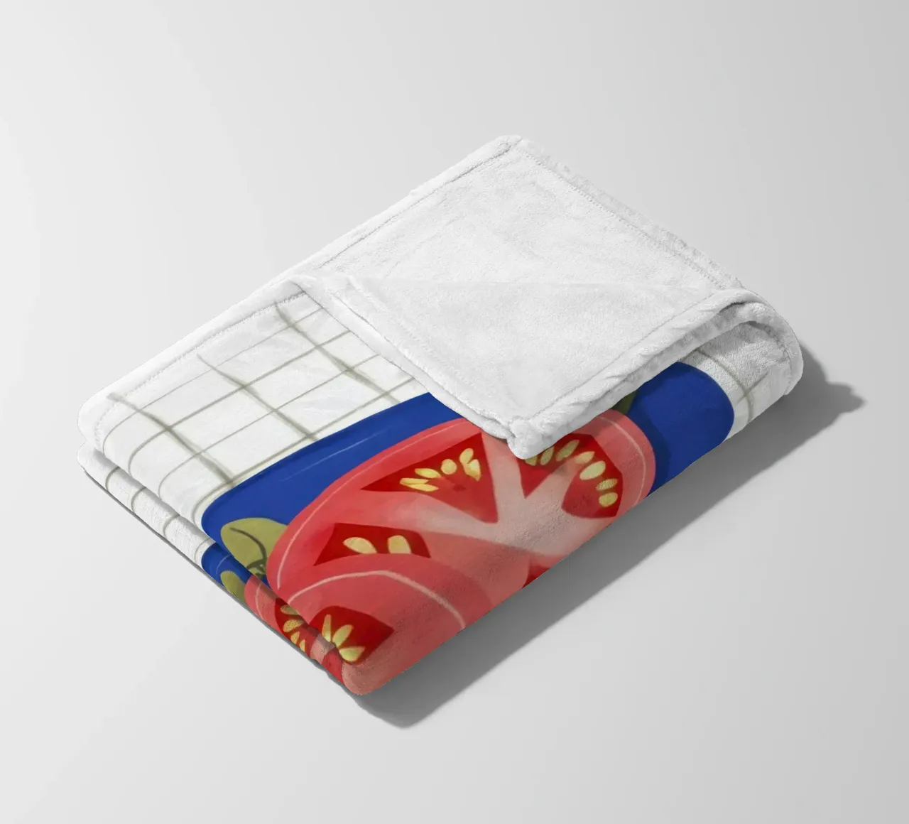 Tomato Simplicity on Grid fleece blanket by Trace Brush