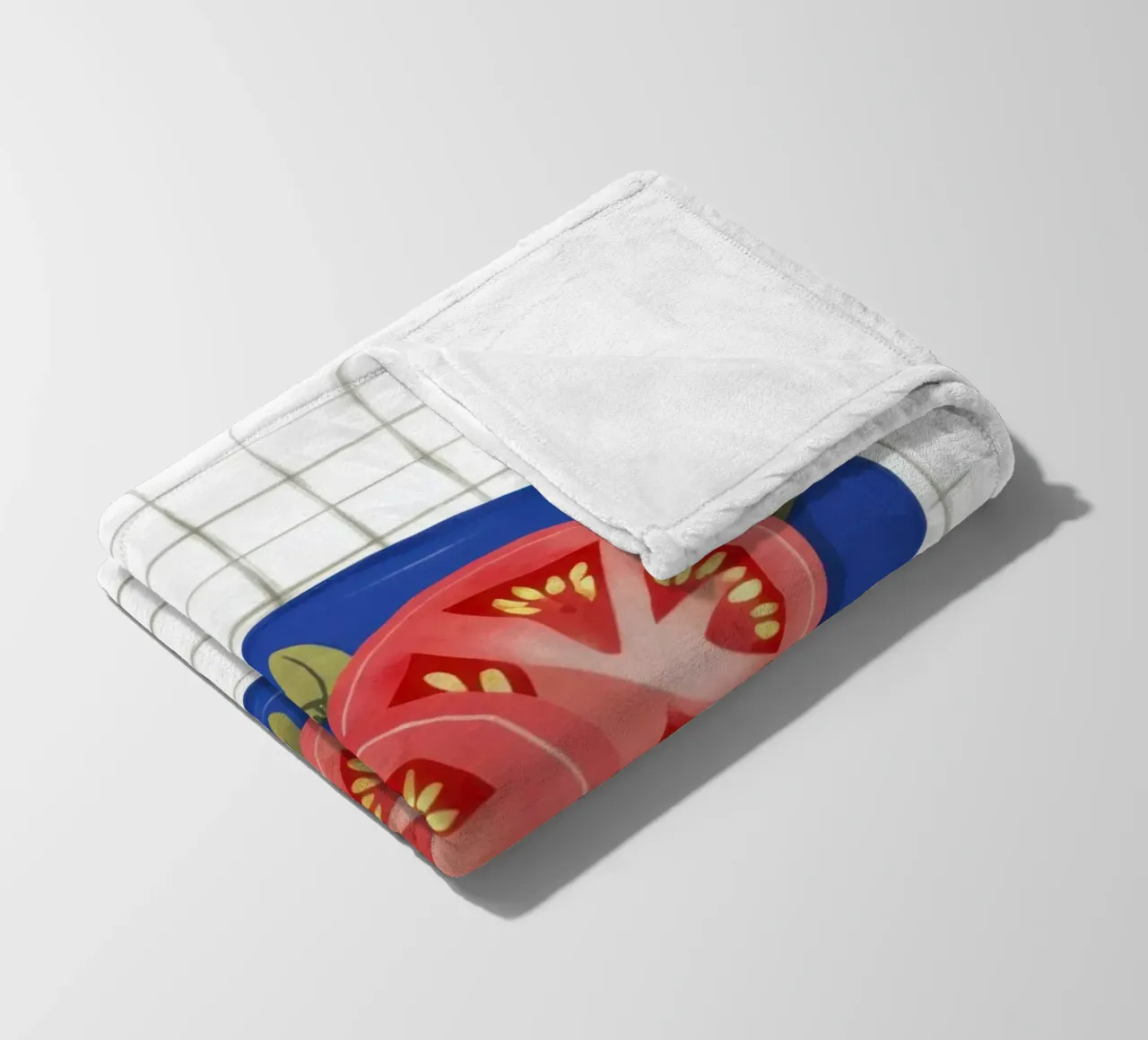 Tomato Simplicity on Grid fleece blanket by Trace Brush