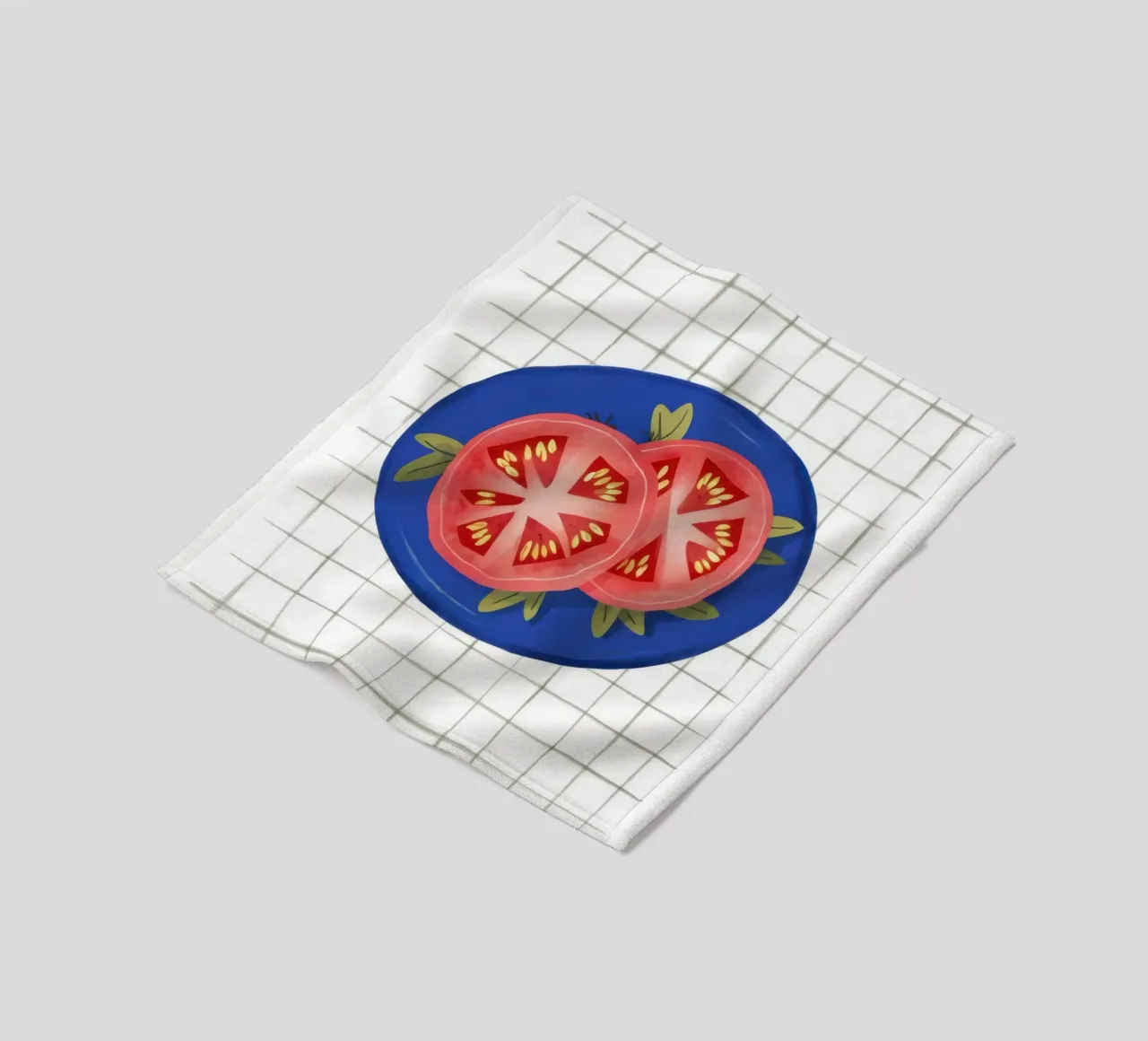 Tomato Simplicity on Grid fleece blanket by Trace Brush