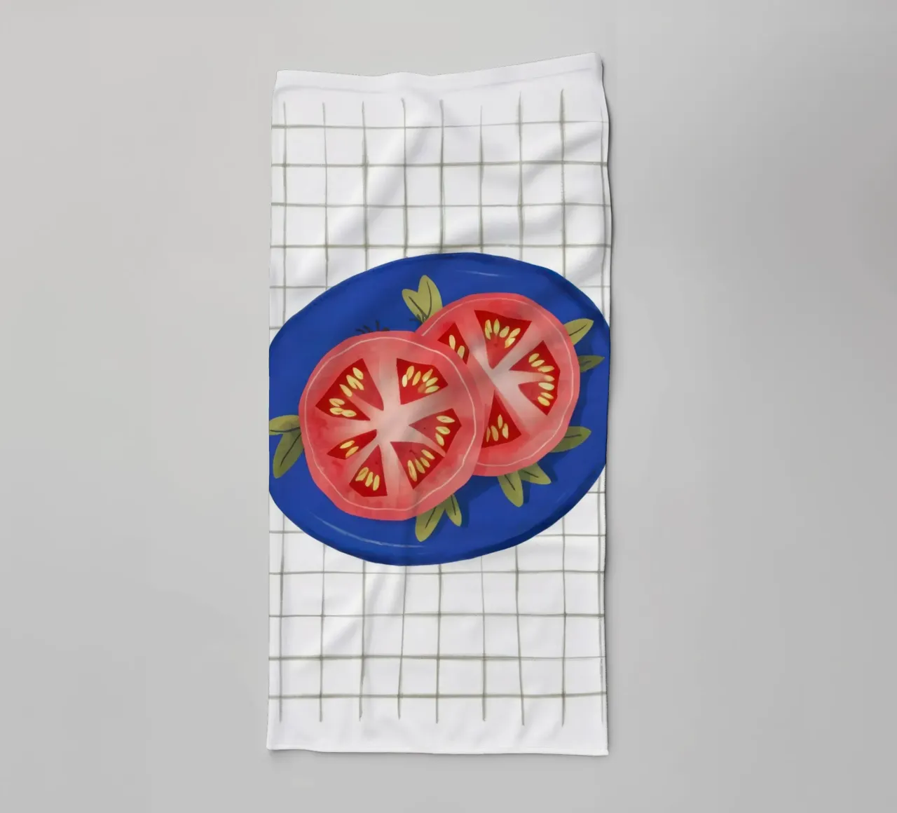 Tomato Simplicity on Grid towel by Trace Brush
