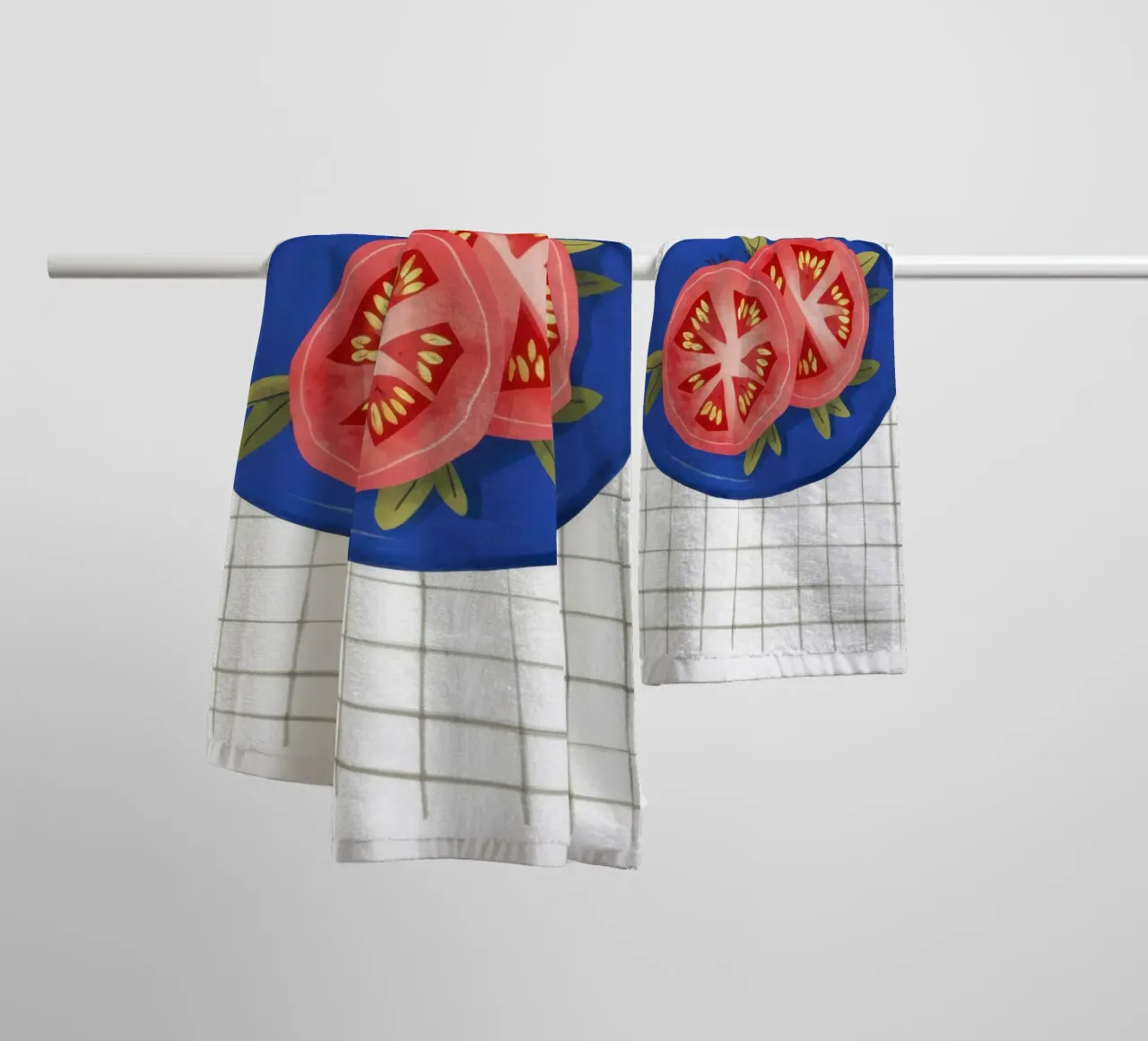 Tomato Simplicity on Grid towel by Trace Brush