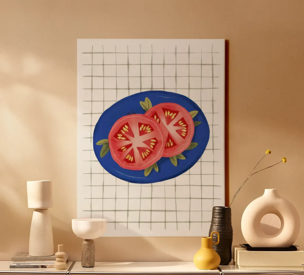 Tomato Simplicity on Grid canvas by Trace Brush
