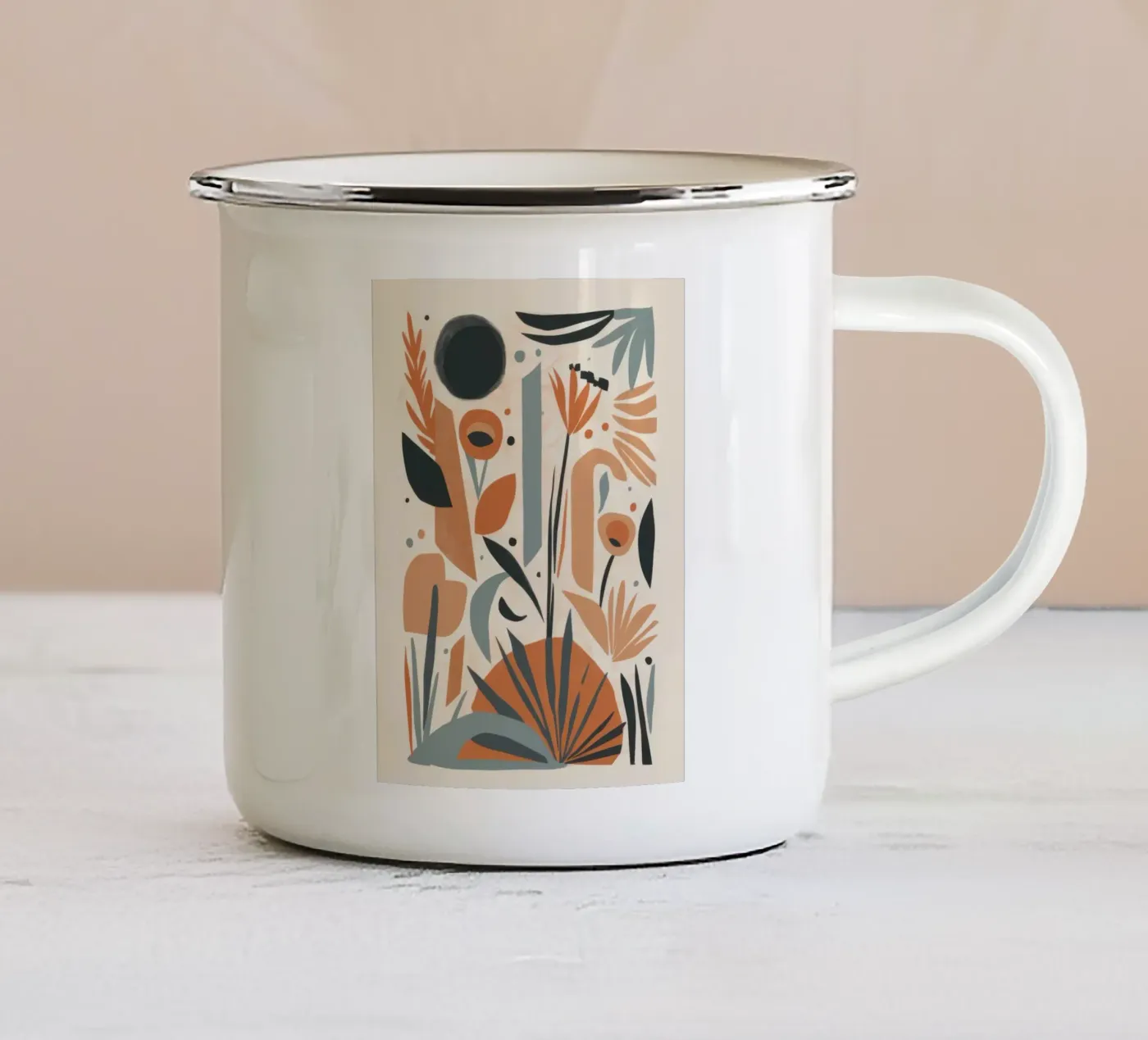 Abstract botanisch array emaille mok van Gaia Viesta