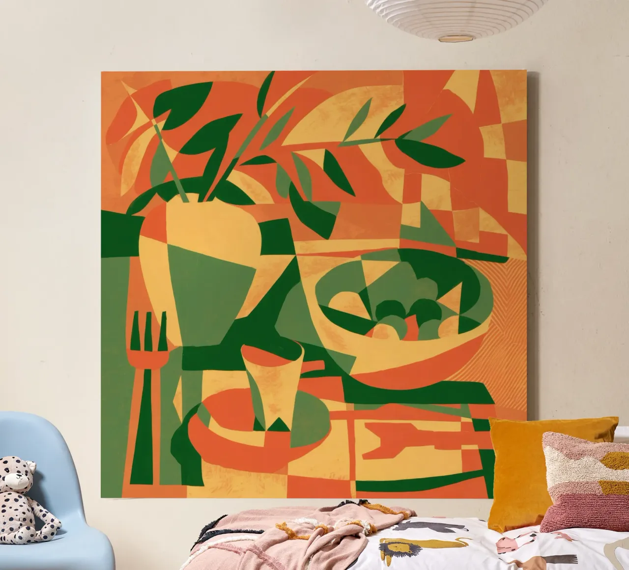 Groene keuken abstractie canvas met Baklijst van Luna Aura