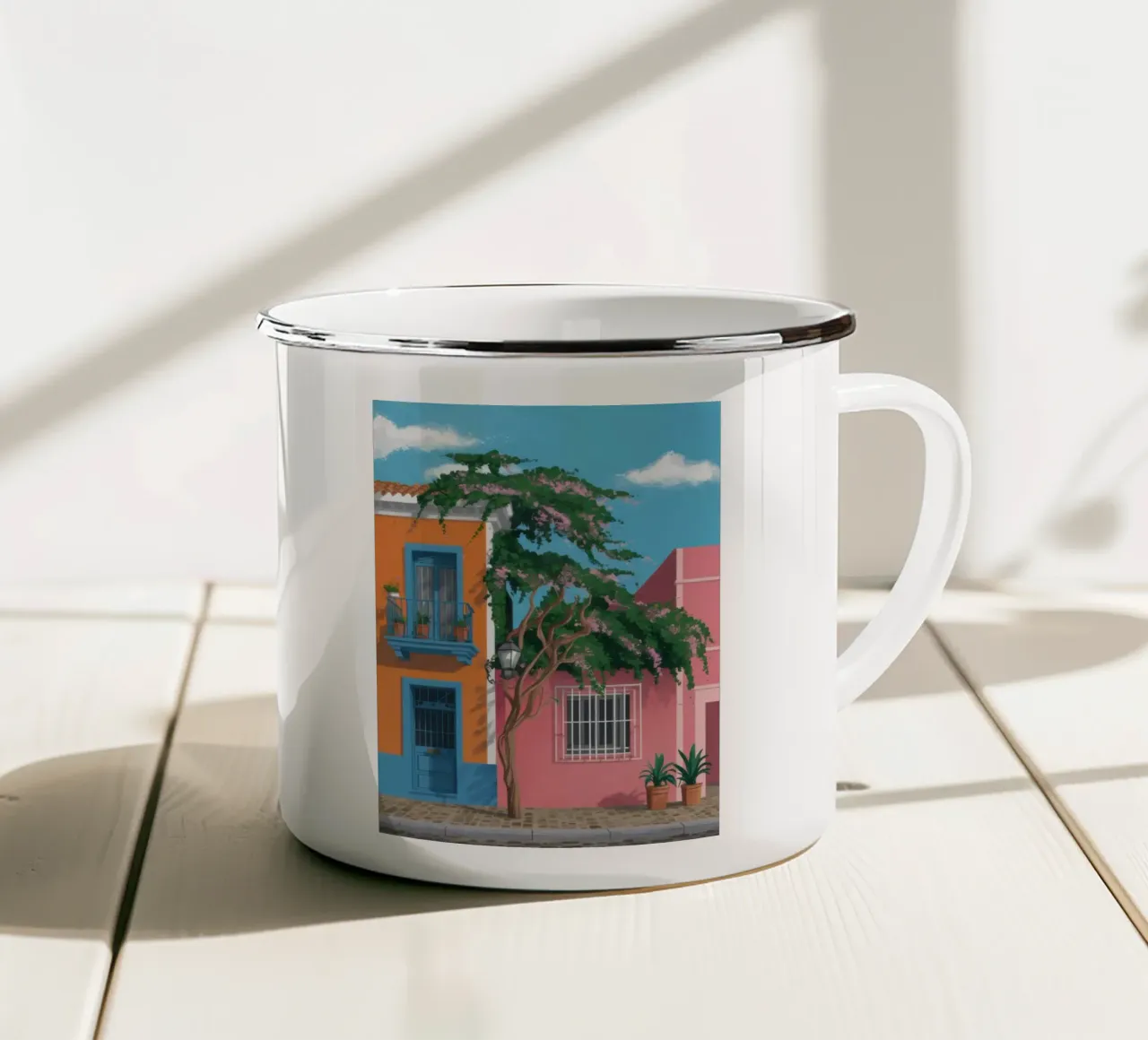 Paradiso delle palme pastello tazza in smalto da Selene Shade