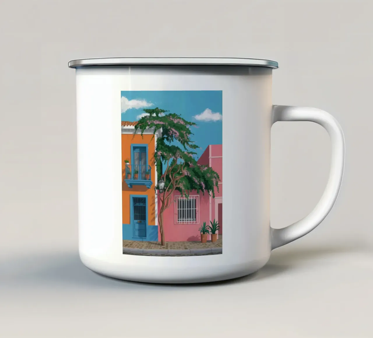 Paradiso delle palme pastello tazza in smalto da Selene Shade