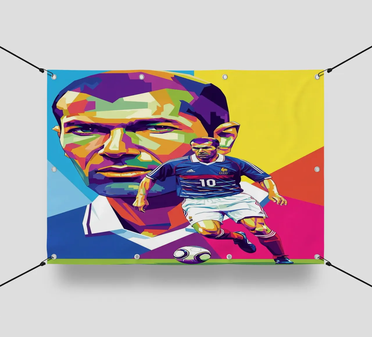 Zinedine Zidane - Stile artistico WPAP (1) telo in pvc da Hantamrata