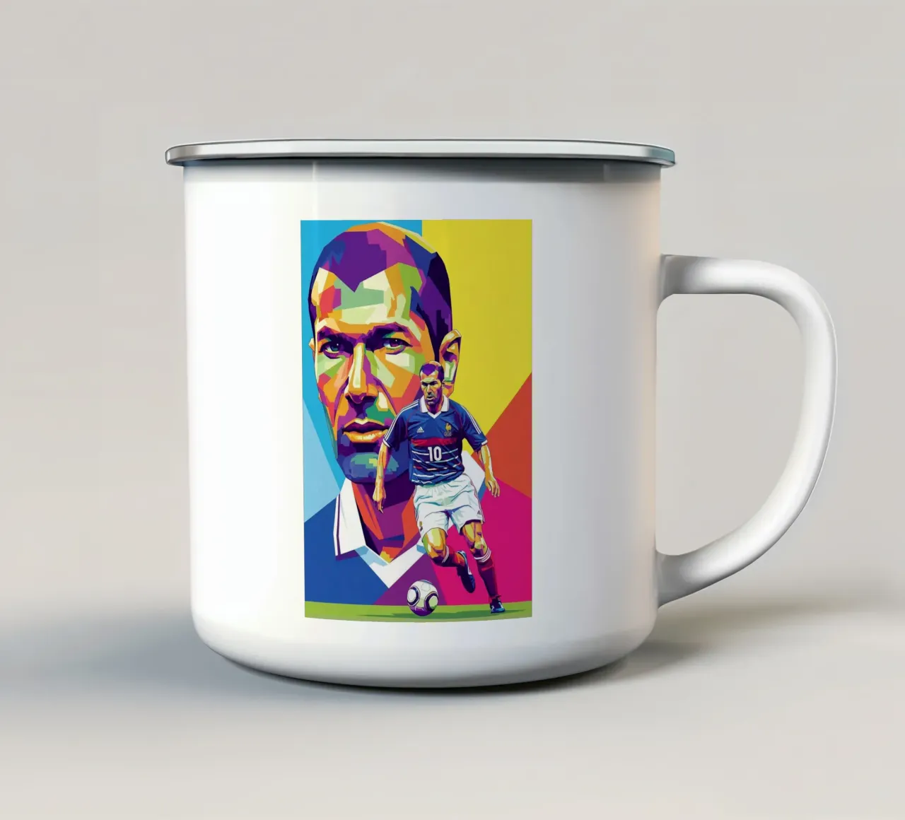 Zinedine Zidane - WPAP kunststijl (1) emaille mok van Hantamrata
