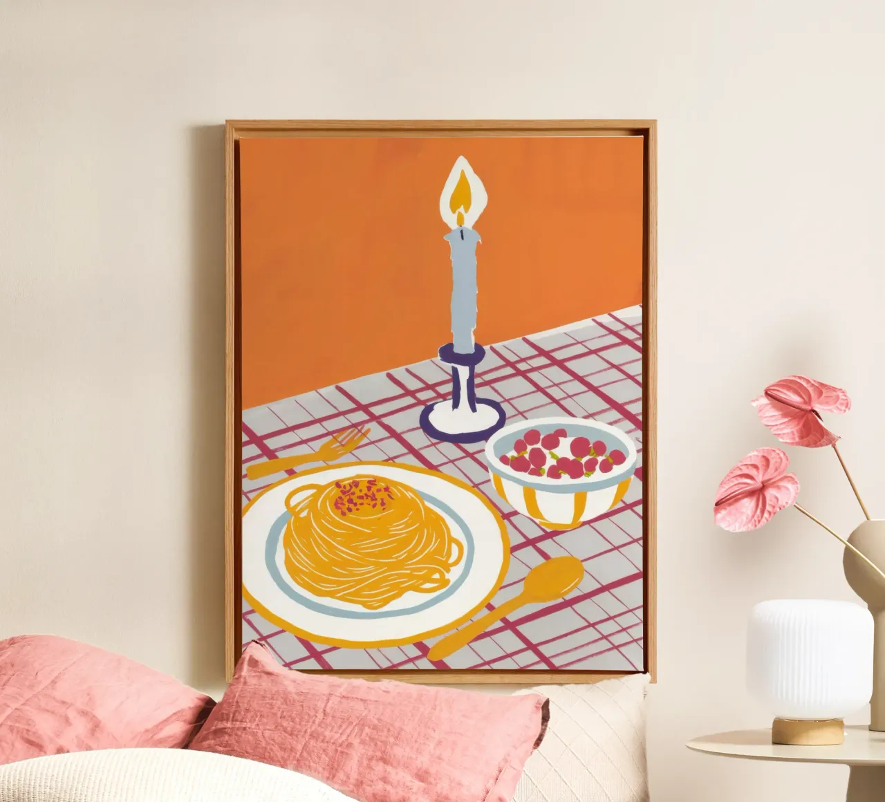Pasta diner bij kaarslicht canvas met Baklijst van Irish Strokes